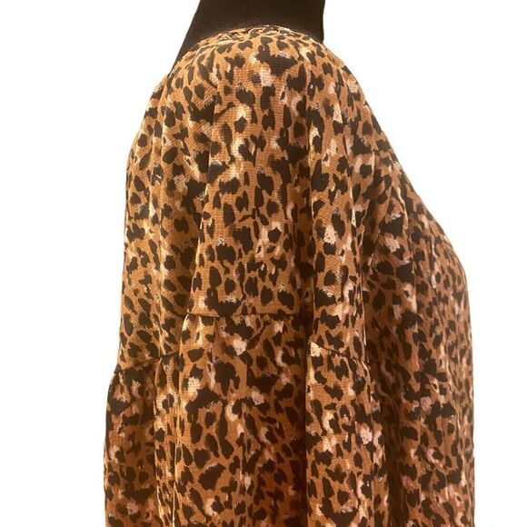 Ava & Viv Leopard Animal Print Long Sleeve Flowy Top Size 2X - Picture 7 of 14